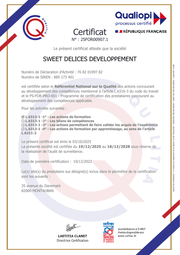 Certificat de conformité Qualiopi n° FO/9412-23